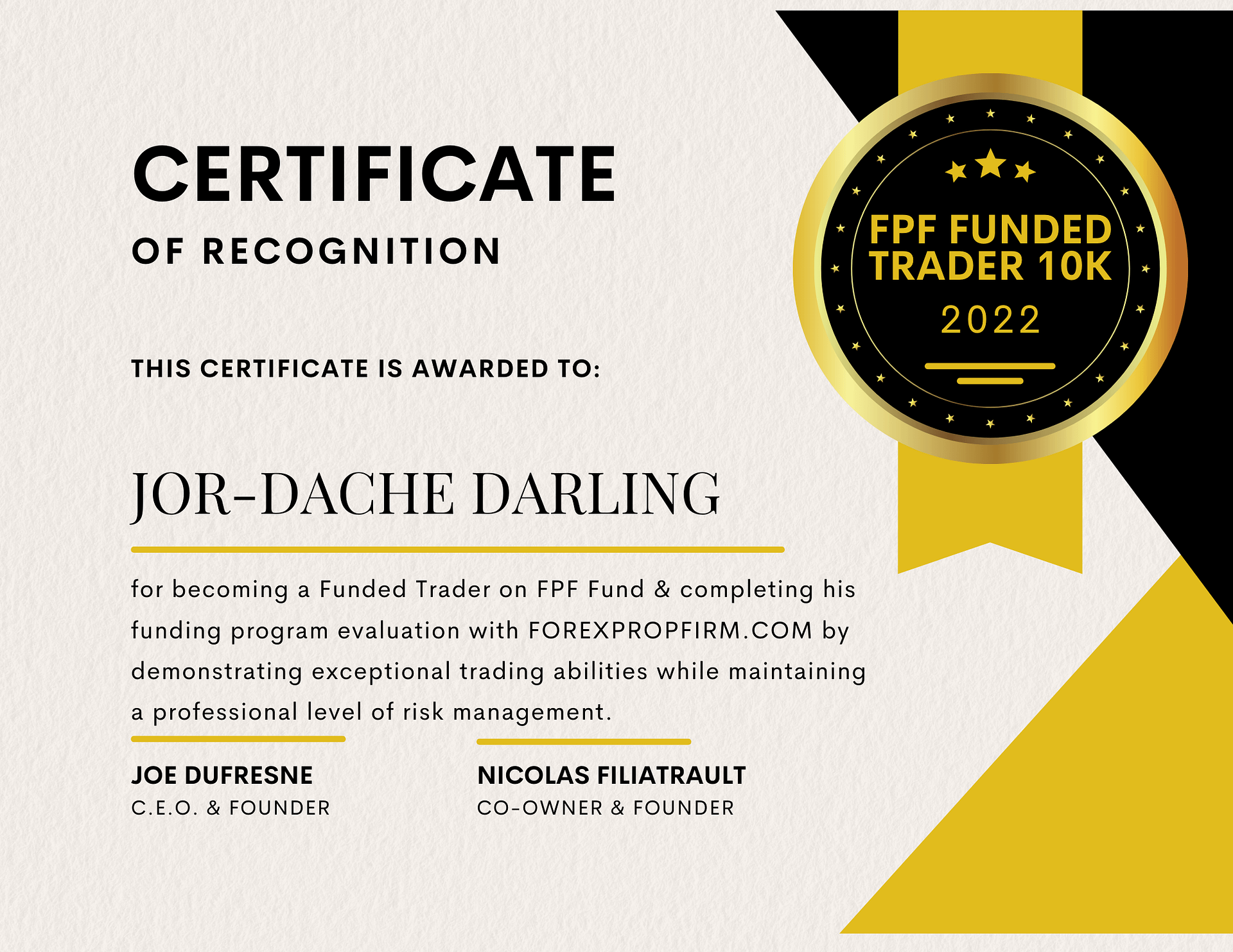 FPF Funded - Jor-Dache Darling